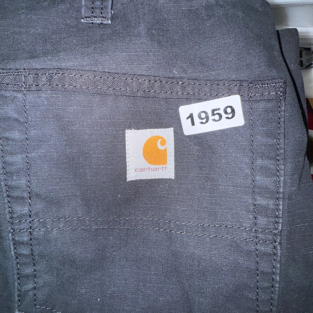 Carhartt B342 BLK Relaxed Fit Cargo Pants Mens 40x32 Black Ripstop Work Trousers - Picture 9 of 9